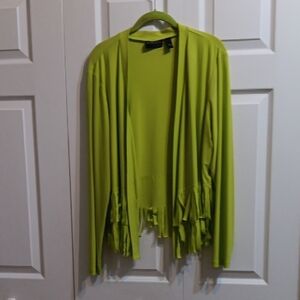 Lime Open Front Fringe Cardigan